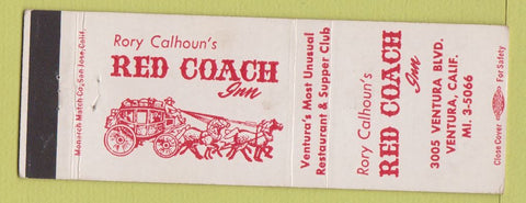 Matchbook Cover - Rory Calhoun's Red Coach Inn Ventura CA