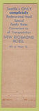 Matchbook Cover - New Richmond Hotel Seattle WA WEAR