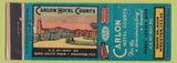 Matchbook Cover - Carlon Hotel Courts Houston TX