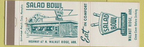 Matchbook Cover - Salad Bowl Restaurant Walnut Ridge AR