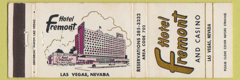 Matchbook Cover - Hotel Fremont Casino Las Vegas NV