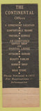 Matchbook Cover - Hotel Continental Washington DC