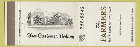 Matchbook Cover - Farmers State Bank Waupaca WI CREASE