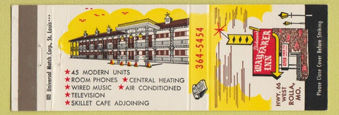 Matchbook Cover - Wayfarer Inn Rolla MO Route 66