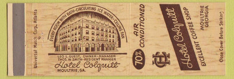 Matchbook Cover - Hotel Colquitt Moultrie GA