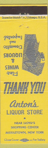 Matchbook Cover - Anton's Liquor Store Middletown NY