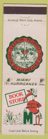 Matchbook Cover - University of Miami FL Hurricanes book store