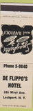 Matchbook Cover - De Flippo's Hotel Lockport NY