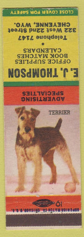 Matchbook Cover - EJ Thompson Office Supply Advertising Cheyenne WY Terrier dog
