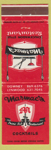 Matchbook Cover - Marmac's Restaurant Downey Lynwood CA WORN