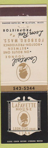 Matchbook Cover - Lafayette House Foxboro MA