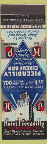 Matchbook Cover - Hotel Piccadilly New York City