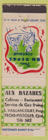 Matchbook Cover - Aux Razades Cabins Trois Pistoles QC