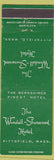 Matchbook Cover - Wendell Sherwood Hotel Pittsfield MA