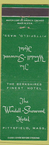 Matchbook Cover - Wendell Sherwood Hotel Pittsfield MA