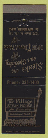 Matchbook Cover - Village Steak House South Weymouth MA