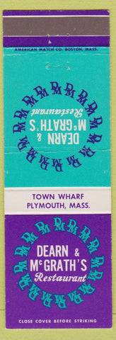 Matchbook Cover - Dearn and McGrath's Restaurant Plymouth MA WEAR