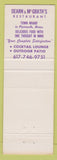 Matchbook Cover - Dearn and McGrath's Restaurant Plymouth MA WEAR