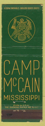 Matchbook Cover - Camp McCain MS military WEAR
