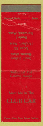 Matchbook Cover - Club Car Norwood MA WEAR