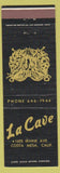Matchbook Cover - La Cave Costa Mesa CA