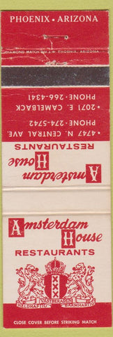 Matchbook Cover - Amsterdam House Restaurant Phoenix AZ WORN