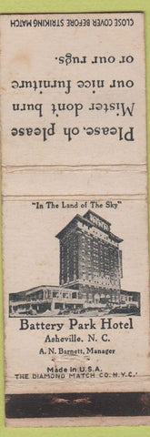 Matchbook Cover - Battery Park Hotel Asheville NC WEAR