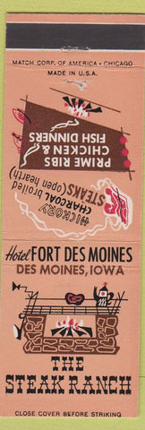 Matchbook Cover - The Steak Ranch Hotel Fort Des Moines IA