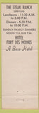 Matchbook Cover - The Steak Ranch Hotel Fort Des Moines IA