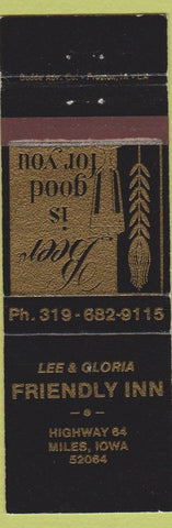 Matchbook Cover - Friendly Inn Miles IA