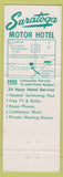 Matchbook Cover - Saratoga Motor Hotel Tulsa OK WEAR