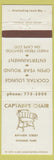 Matchbook Cover - Captain's Chair Hyannis Park Cape Cod MA