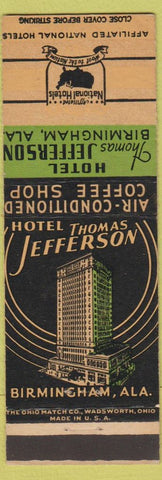 Matchbook Cover - Hotel Thomas Jefferson Birmingham AL WEAR