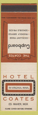 Matchbook Cover - Hotel Coates Virginia MN
