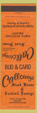 Matchbook Cover - Calloway's Steak House Indianapolis IN
