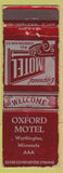 Matchbook Cover - Oxford Motel Worthington MN