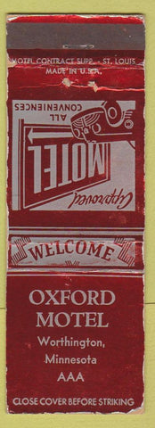 Matchbook Cover - Oxford Motel Worthington MN
