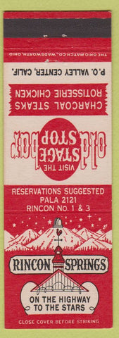 Matchbook Cover - Rincon Springs Valley Center CA restaurant