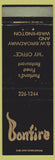 Matchbook Cover - Bonfire Restaurant Portland OR