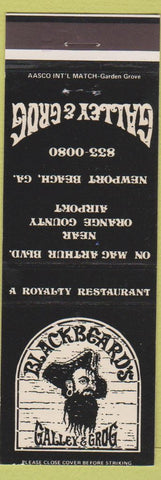 Matchbook Cover - Blackbeard's Galley Grog Newport Beach CA