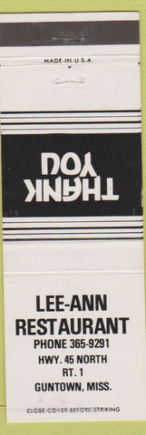 Matchbook Cover - Lee Ann Restaurant Guntown MS