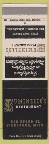 Matchbook Cover - Tuminello's Restaurant Vicksburg MS