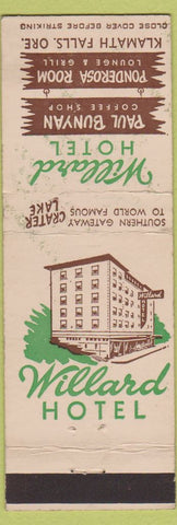 Matchbook Cover - Willard Hotel Klamath Falls OR