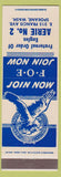 Matchbook Cover - Eagles Club Spokane WA