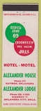 Matchbook Cover - Alexander House Lodge Oklahoma City OK Guymon low phone #