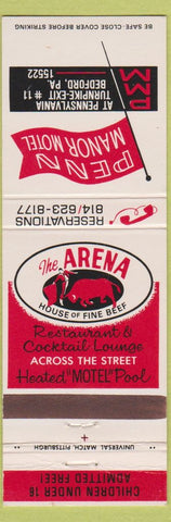 Matchbook Cover - Arena Restaurant Beef Bedford PA Motel