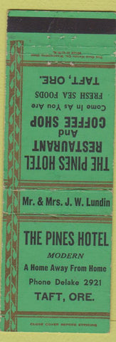 Matchbook Cover - Pines Hotel Taft OR