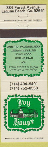 Matchbook Cover - Ivy House Laguna Beach CA