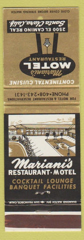 Matchbook Cover - Mariani's Motel Restaurant Santa Clara CA