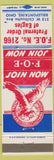 Matchbook Cover - Eagles Club Bellefontaine OH